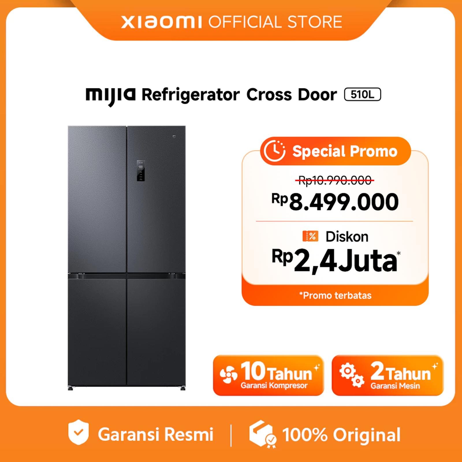 Xiaomi Mijia Refrigerator Cross Door 510L | Big & Slim | Kulkas 4 Pintu [Official Store]